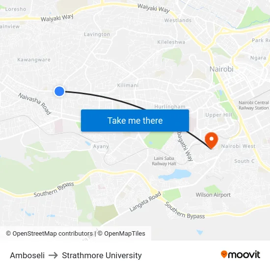 Amboseli to Strathmore University map