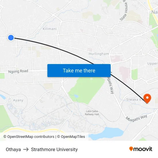 Othaya to Strathmore University map