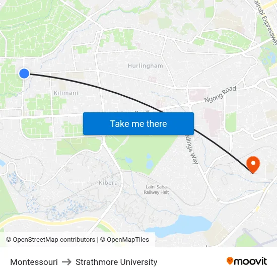 Montessouri to Strathmore University map