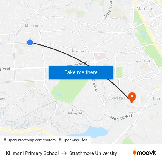 Kilimani Primary School to Strathmore University map