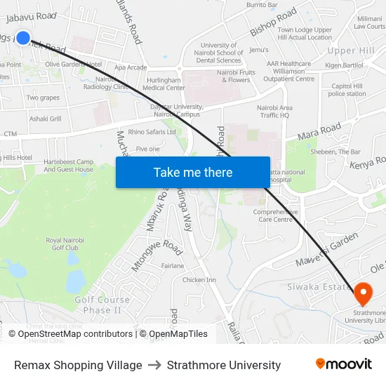 Remax Shopping Village to Strathmore University map