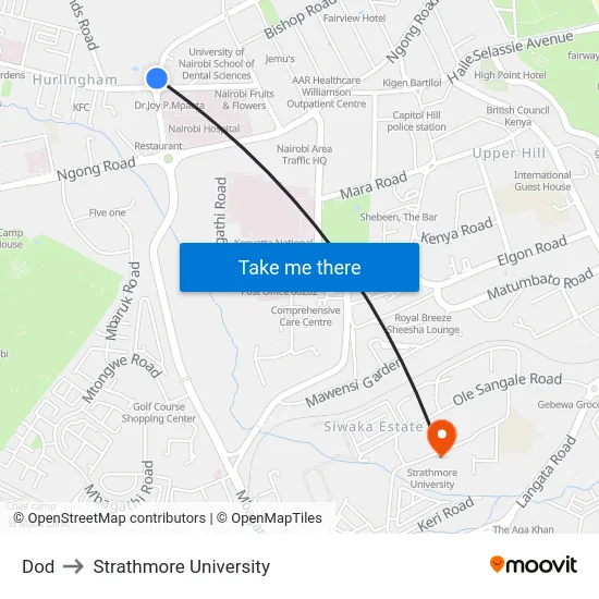 Dod to Strathmore University map