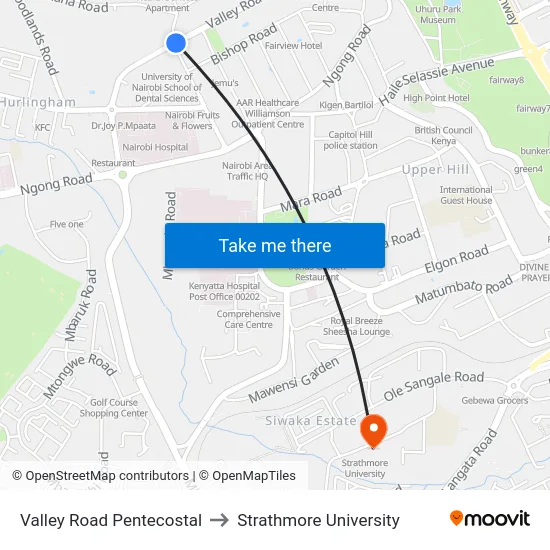 Valley Road Pentecostal to Strathmore University map
