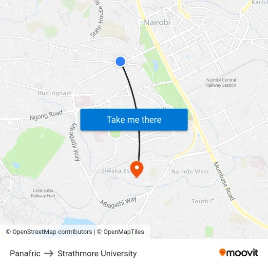 Panafric to Strathmore University map