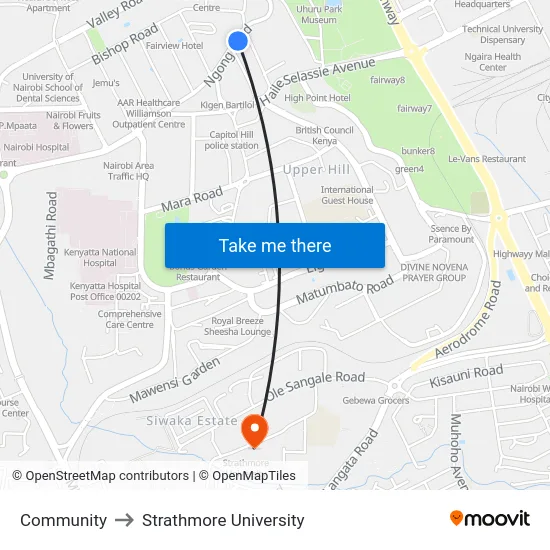 Community to Strathmore University map
