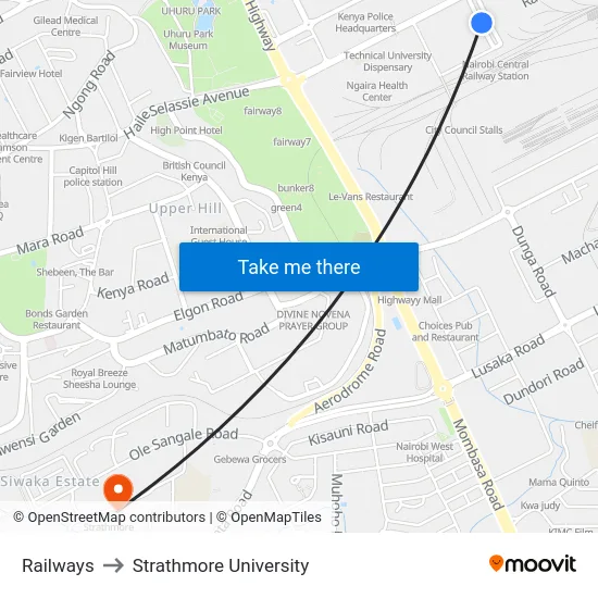 Railways to Strathmore University map