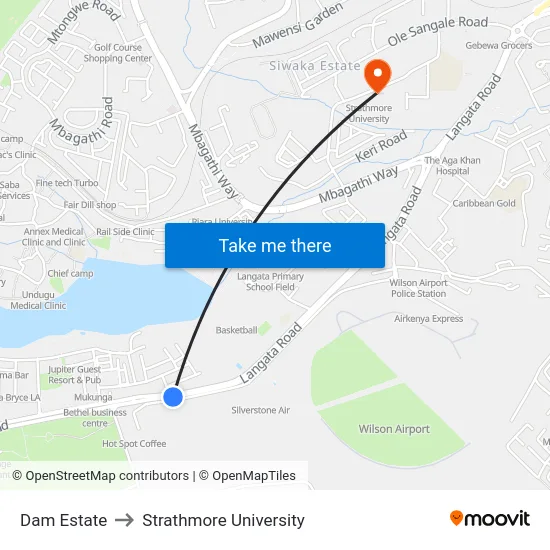 Dam Estate to Strathmore University map