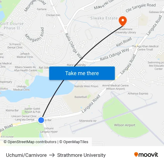 Uchumi/Carnivore to Strathmore University map