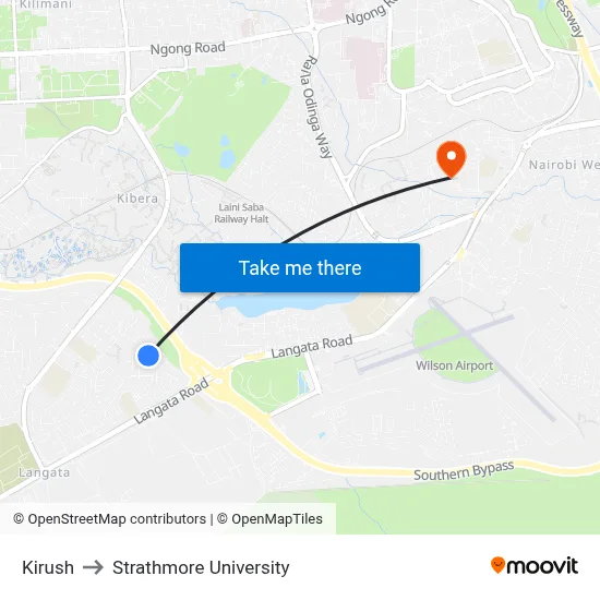 Kirush to Strathmore University map
