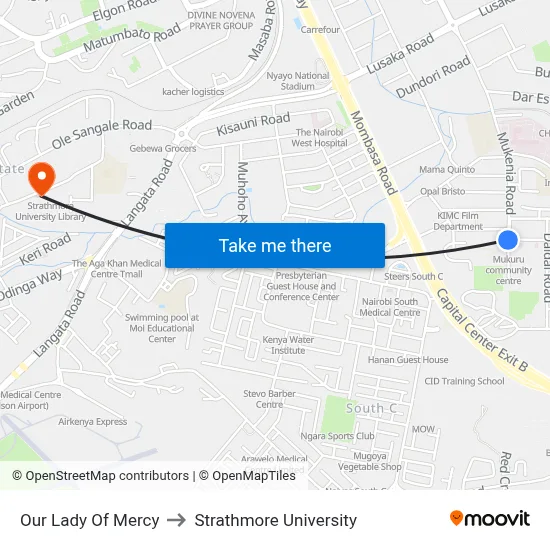 Our Lady Of Mercy to Strathmore University map