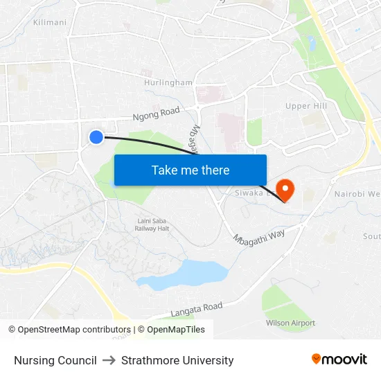 Nursing Council to Strathmore University map
