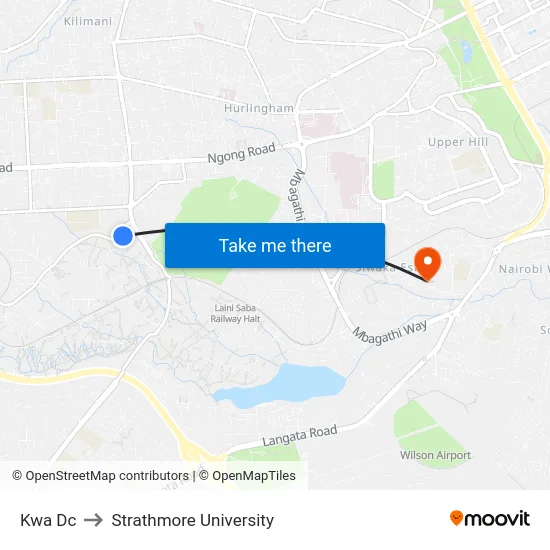 Kwa Dc to Strathmore University map