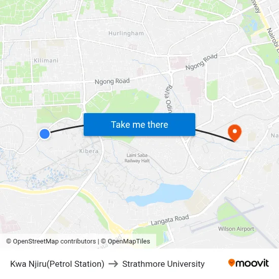 Kwa Njiru(Petrol Station) to Strathmore University map