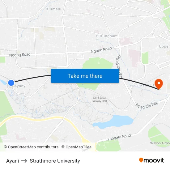 Ayani to Strathmore University map