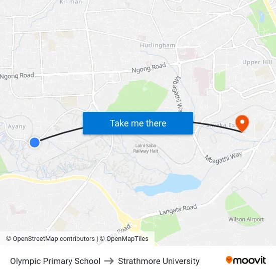 Olympic Primary School to Strathmore University map