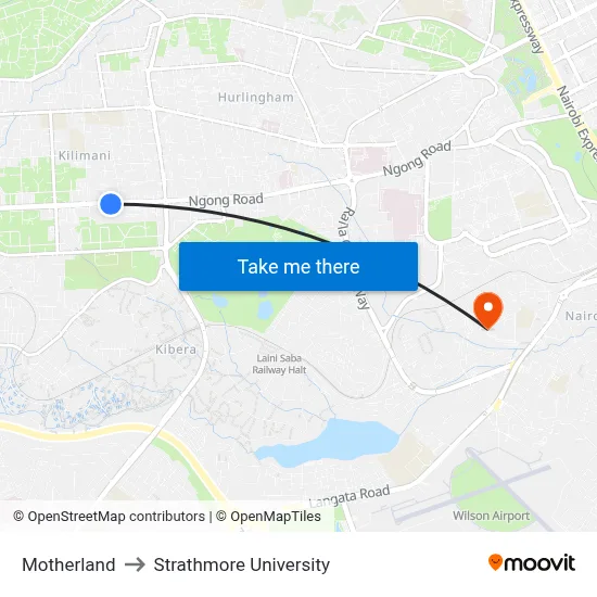 Motherland to Strathmore University map