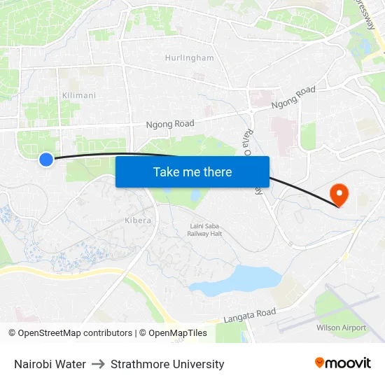 Nairobi Water to Strathmore University map