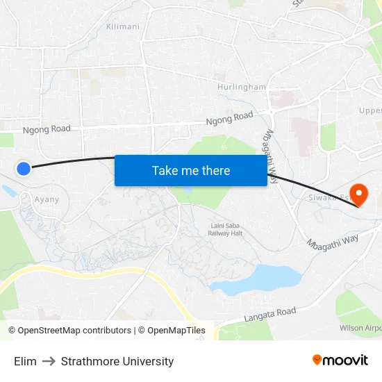 Elim to Strathmore University map