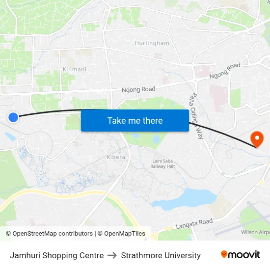Jamhuri Shopping Centre to Strathmore University map