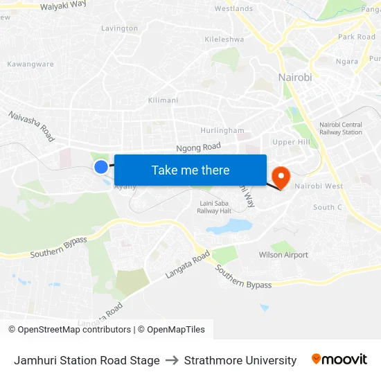Jamhuri Station Road Stage to Strathmore University map