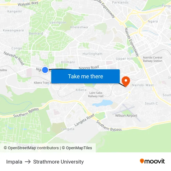 Impala to Strathmore University map