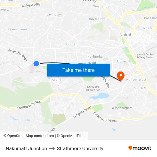 Nakumatt Junction to Strathmore University map