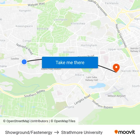 Showground/Fastenergy to Strathmore University map