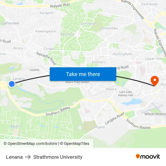 Lenana to Strathmore University map