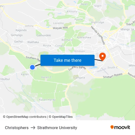 Christophers to Strathmore University map