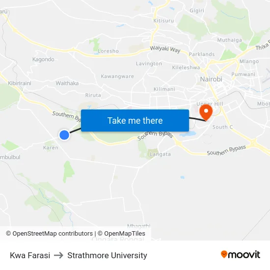 Kwa Farasi to Strathmore University map