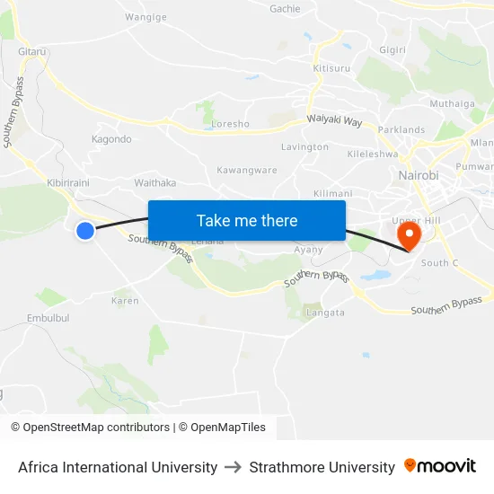 Africa International University to Strathmore University map