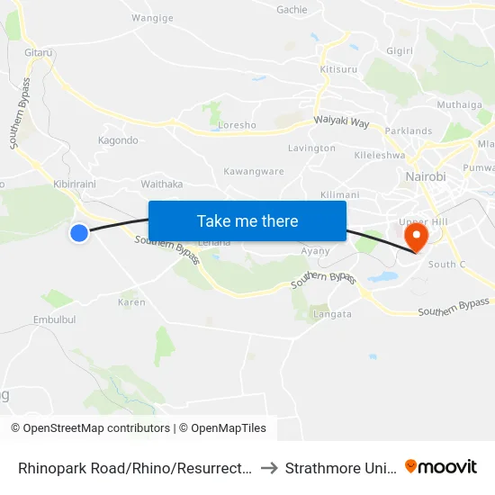 Rhinopark Road/Rhino/Resurrection Gardens to Strathmore University map