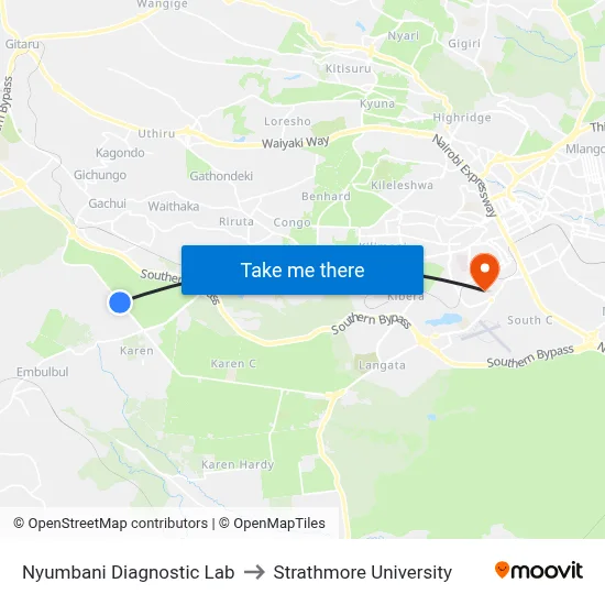 Nyumbani Diagnostic Lab to Strathmore University map