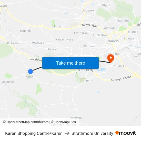 Karen Shopping Centre/Karen to Strathmore University map