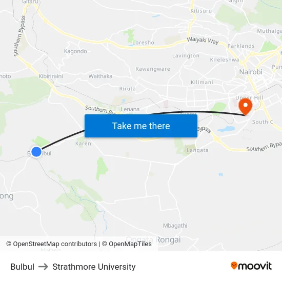 Bulbul to Strathmore University map