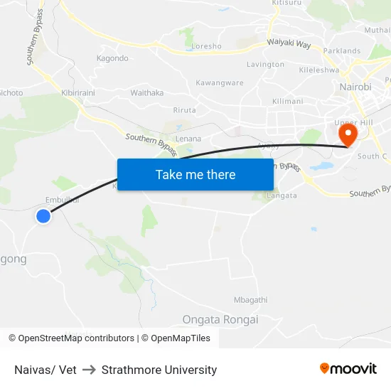 Naivas/ Vet to Strathmore University map
