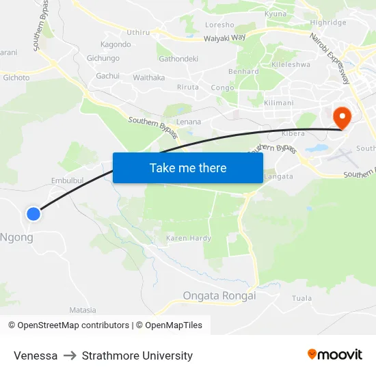 Venessa to Strathmore University map