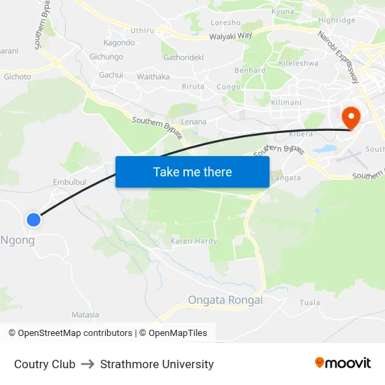 Coutry Club to Strathmore University map