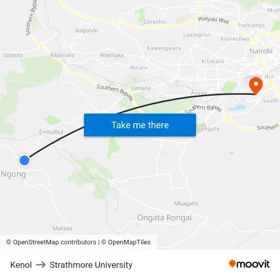 Kenol to Strathmore University map