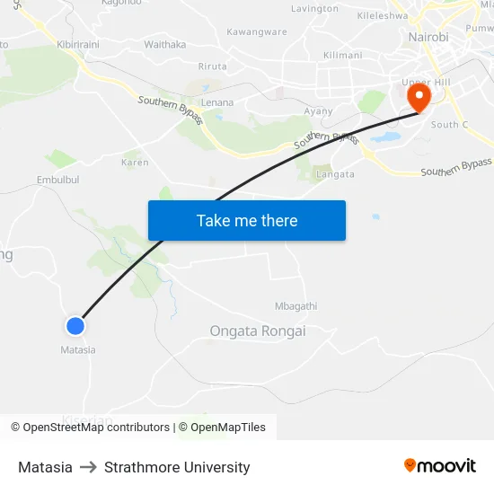 Matasia to Strathmore University map