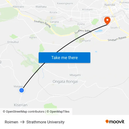 Roimen to Strathmore University map
