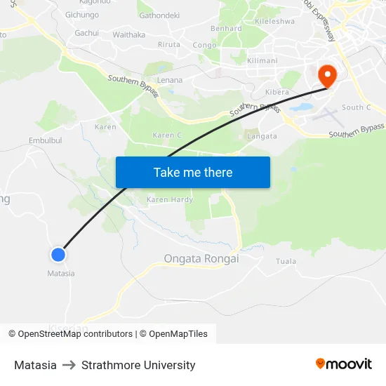 Matasia to Strathmore University map