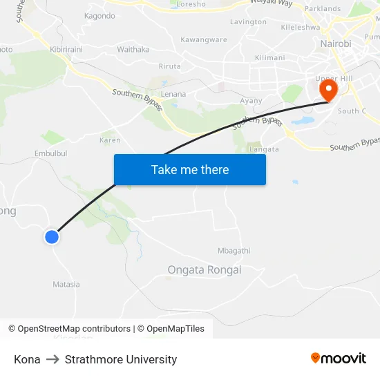 Kona to Strathmore University map