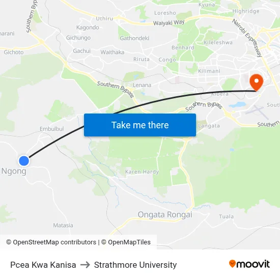 Pcea Kwa Kanisa to Strathmore University map