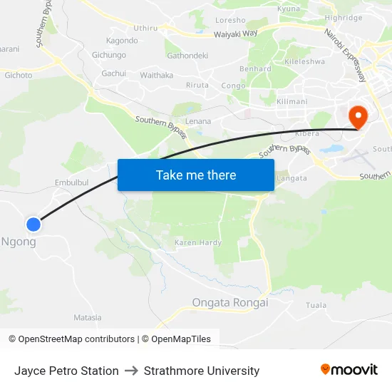 Jayce Petro Station to Strathmore University map