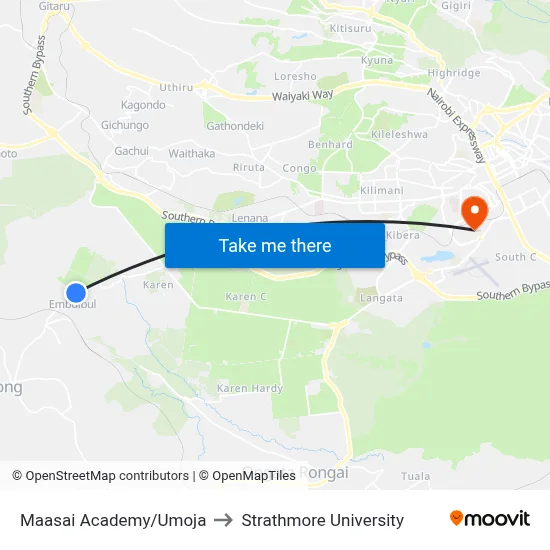 Maasai Academy/Umoja to Strathmore University map