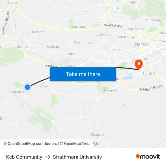 Kcb Community to Strathmore University map
