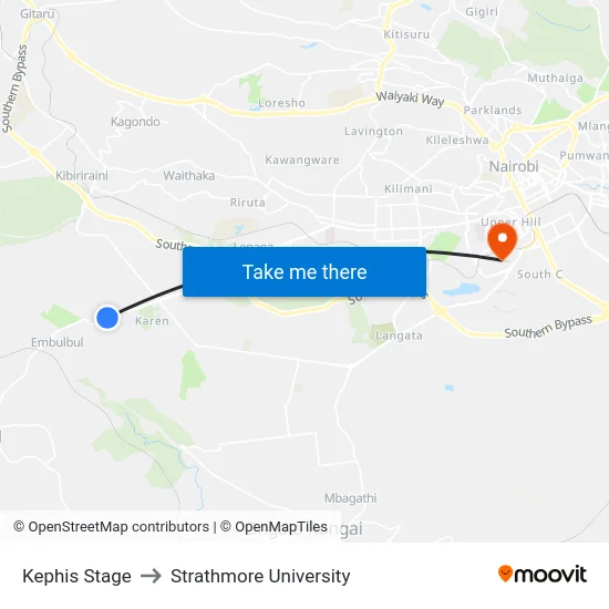 Kephis Stage to Strathmore University map