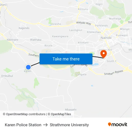 Karen Police Station to Strathmore University map