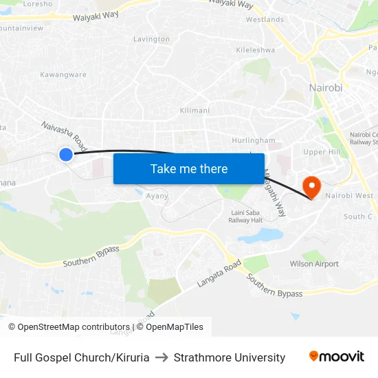 Full Gospel Church/Kiruria to Strathmore University map